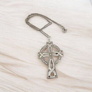 Vintage Sterling Silver Celtic Cross Necklace